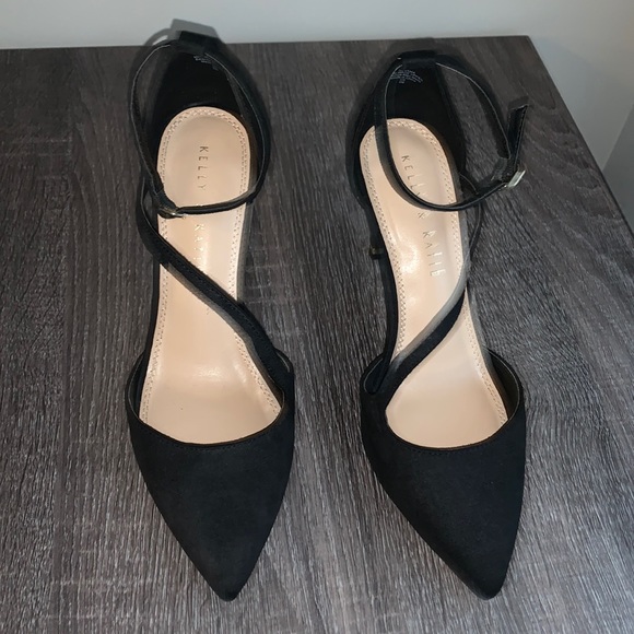 Kelly & Katie Shoes - Black Faux Suede Heels